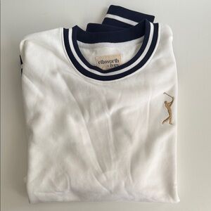 Ellsworth + Ivey White PGA Tour Golf Gold Man Embroidered Sweater with Navy Trim